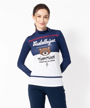 スープ缶柄　吸水速乾長袖ハイネックTシャツ(59ネイビー-40)