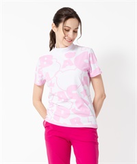 バーチカルメッシュ　ポップロゴ＆クマ柄写半袖モックネックTシャツ