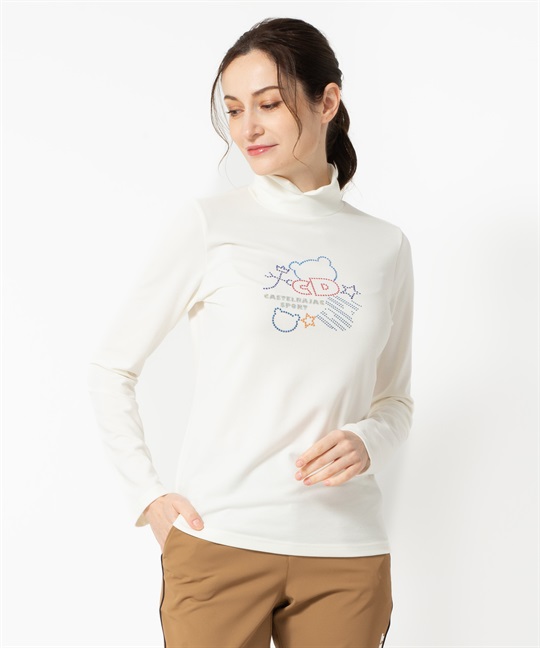 クマ＆ポップロゴモチーフハイネック長袖Tシャツ(01ホワイト-40)