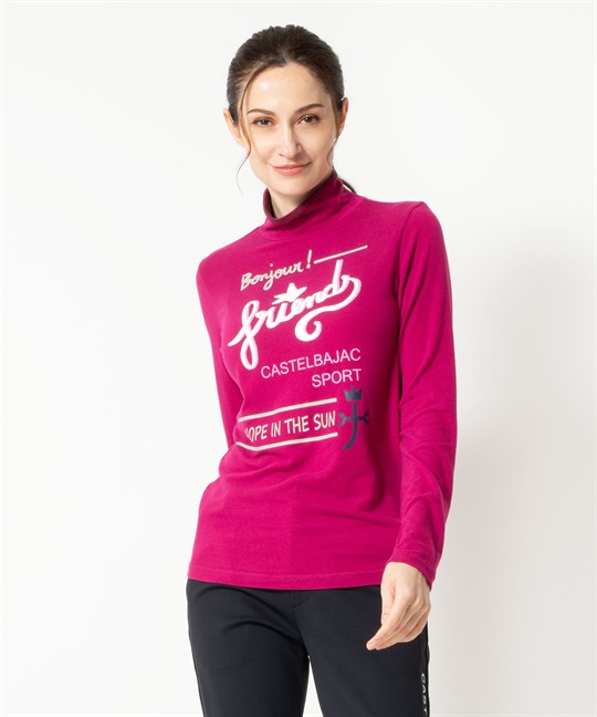 ミップブロッサムベア天　ロゴプリントハイネックTシャツ(70オペラピンク-40)
