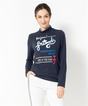 ミップブロッサムベア天　ロゴプリントハイネックTシャツ(59ネイビー-40)