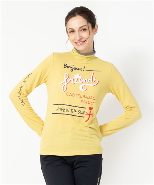 ミップブロッサムベア天　ロゴプリントハイネックTシャツ(30イエロー-40)