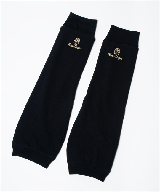 家紋刺繍入り裏ボアニットレッグウォーマー(99ブラック-40)