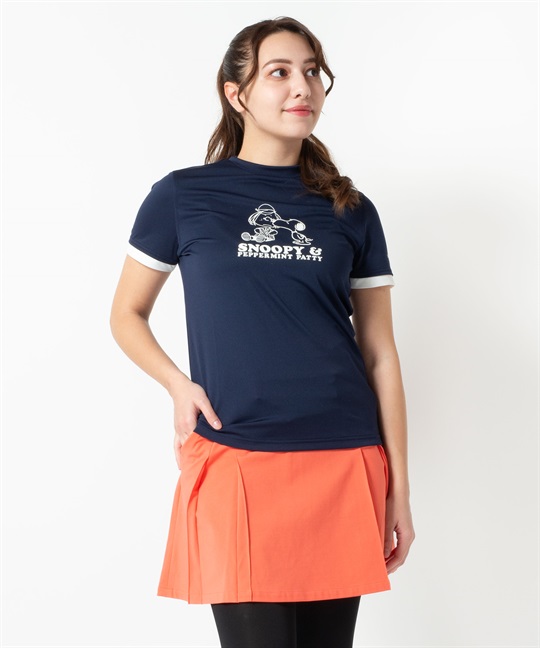 【スヌーピー】ペパーミントパティ半袖モックネックTシャツ(59ネイビー-40)