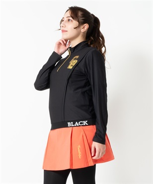 【BLACK】横コールPE切替裾リブ付き長袖ポロシャツ(99ブラック-40)