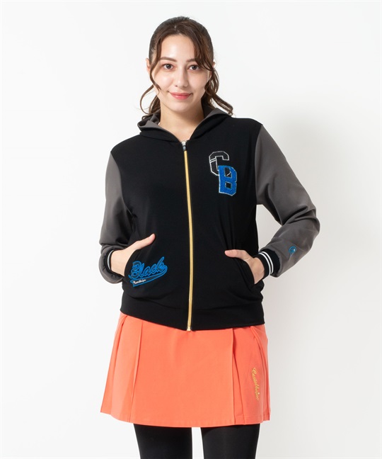 【BLACK】マットストレッチダンボールサガラ刺繍入りブルゾン(99ブラック-40)