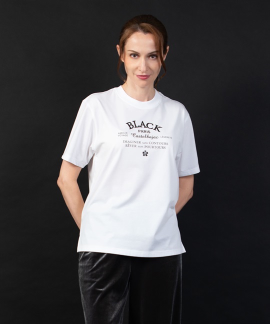 ロゴプリント入り丸首半Tシャツ(01ホワイト-40)
