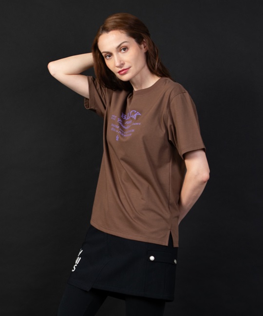 ロゴプリント入り丸首半Tシャツ(18ブラウン-40)