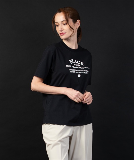 ロゴプリント入り丸首半Tシャツ(99ブラック-40)