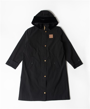 【BLACK】フードファー+薄中綿付きモッズコート(99ブラック-40)