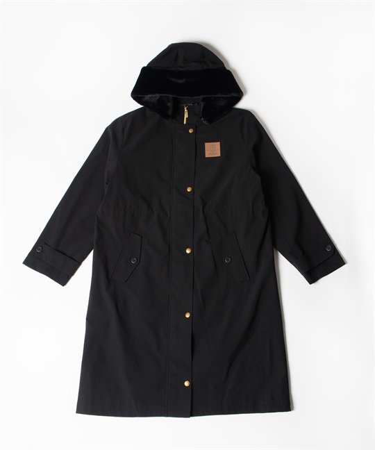 【BLACK】フードファー+薄中綿付きモッズコート(99ブラック-40)