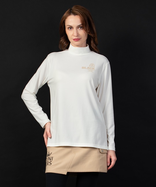 【BLACK】MIPストレッチハイネックチュニック丈長Tシャツ(01ホワイト-40)