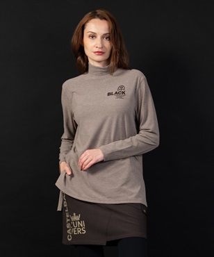 【BLACK】MIPストレッチハイネックチュニック丈長Tシャツ(17モカブラウン-40)