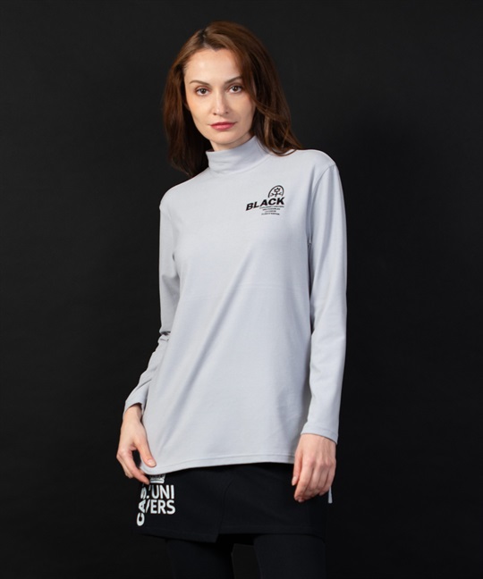 【BLACK】MIPストレッチハイネックチュニック丈長Tシャツ(94ライトグレー-40)