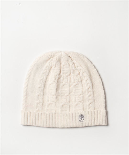 カシミヤケーブルニット帽(01ホワイト-42)