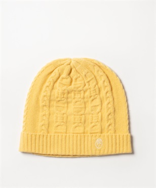 カシミヤケーブルニット帽(30イエロー-42)