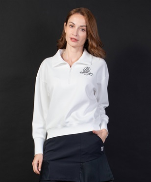 【BLACK】カノコダンボール刺繍入りスタンド衿トレーナー(01ホワイト-40)