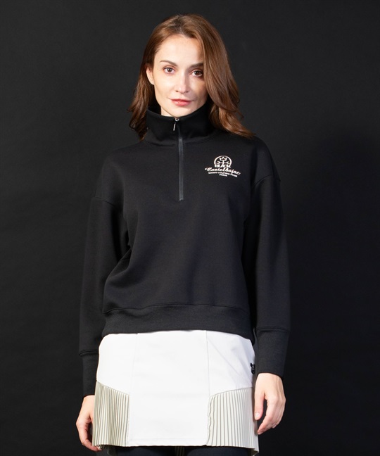 【BLACK】カノコダンボール刺繍入りスタンド衿トレーナー(99ブラック-40)