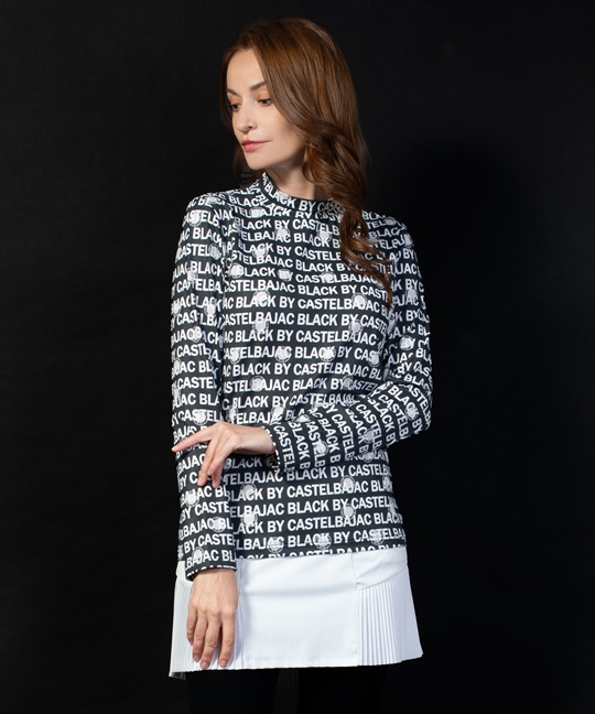 【BLACK】ベア天ロゴ総柄昇華転写インナー長袖Tシャツ(99ブラック-40)