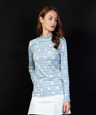 【BLACK】ベア天ロゴ総柄昇華転写インナー長袖Tシャツ(54ブルーグレイ-40)