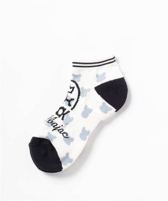 KUMA総柄家紋JQスニーカー丈ソックス(01ホワイト-40)