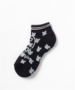 KUMA総柄家紋JQスニーカー丈ソックス(99ブラック-40)