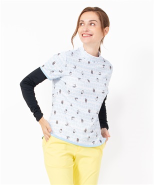 ペンギンロゴ昇華転写PTモックネック半袖Tシャツ(53サックス-40)