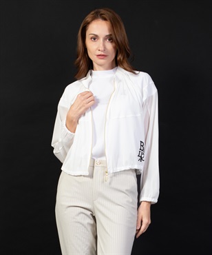 【BLACK】パワーネットPt入りゴムギャザーシルエットブルゾン(01ホワイト-40)