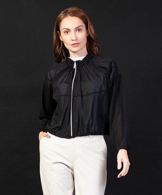 【BLACK】パワーネットPt入りゴムギャザーシルエットブルゾン(99ブラック-40)