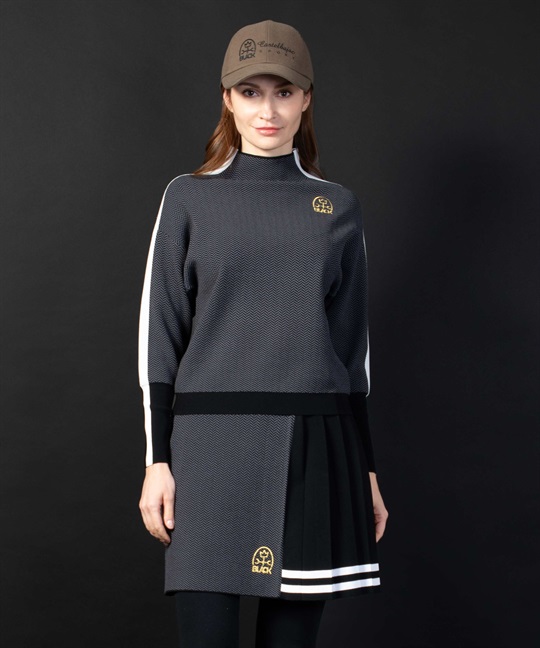 【BLACK】ヘリンボーンJQボトルネック刺繍入りスウェット(99ブラック-40)