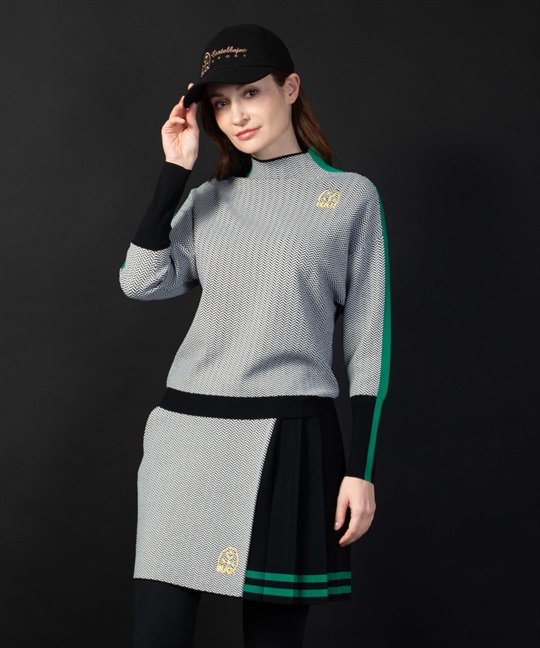 【BLACK】ヘリンボーンJQボトルネック刺繍入りスウェット(94ライトグレー-40)