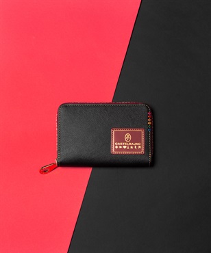 セミ長財布 カード段9＜ソート小物2025Xmas＞(ブラック×レッド-フリー)