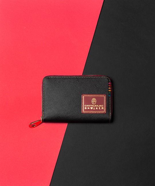 セミ長財布 カード段9＜ソート小物2025Xmas＞(ブラック×レッド-フリー)