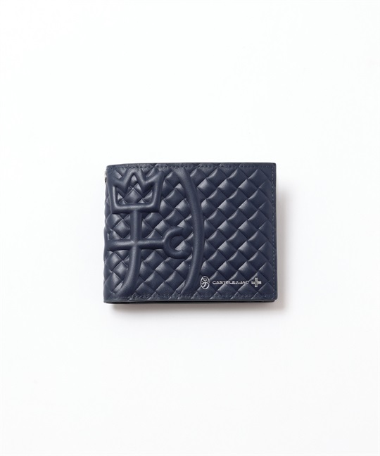 二つ折り財布 カード段4＜ガルボ小物＞(ネイビー-フリー)