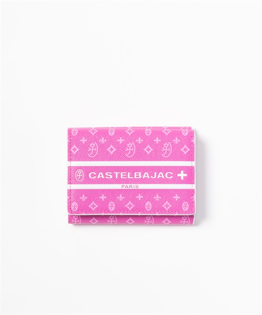 三つ折り財布 カード段6＜ビジュー小物＞(ピンク-フリー)